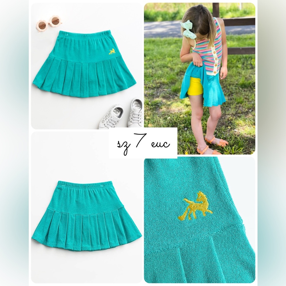 Sz 7 Finding Foxtale Terry Cloth teal Tennis Skort Wildflowers Matilda Jane